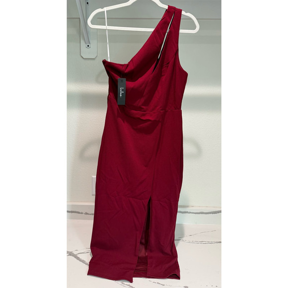 NWT Lulus So Flirty Dark‎ Magenta One-Shoulder Cutout Asymmetrical Dress Large - Picture 2 of 10